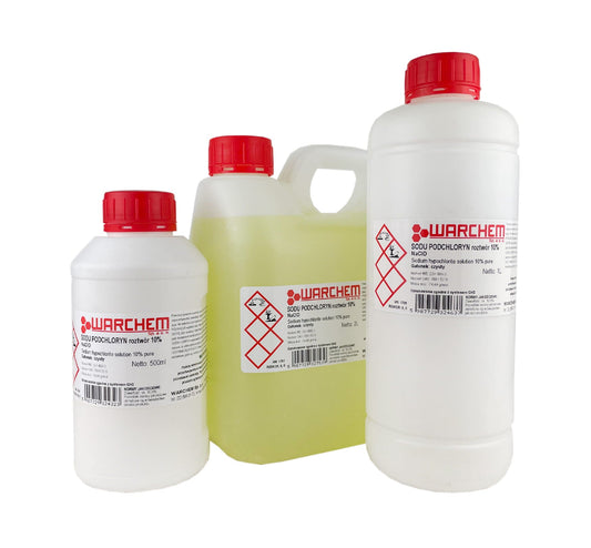 Natriumhypochlorit-Lösung 10 % in 500 ml Flasche von WARCHEM, klare Flüssigkeit für Desinfektion und Reinigung