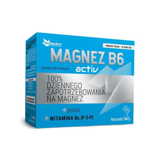 EKAMEDICA Magnesium B6 Activ Sachets, 7 g, 21 Stück, Pulver in einzelnen Beuteln für Nahrungsergänzung