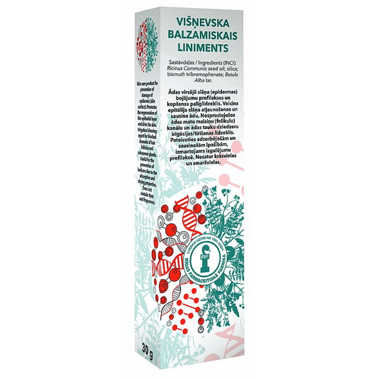 Aram Natura Mazidlo Wisniewski Körperlotion in 30g, cremige Pflege für die Haut, sichtbare Verpackung und Produktdetails auf dem Bild