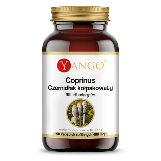 Yango Coprinus Ceruminous Capsicum Kapseln, 90 Stück, detaillierte Ansicht der Kapseln in einer Verpackung