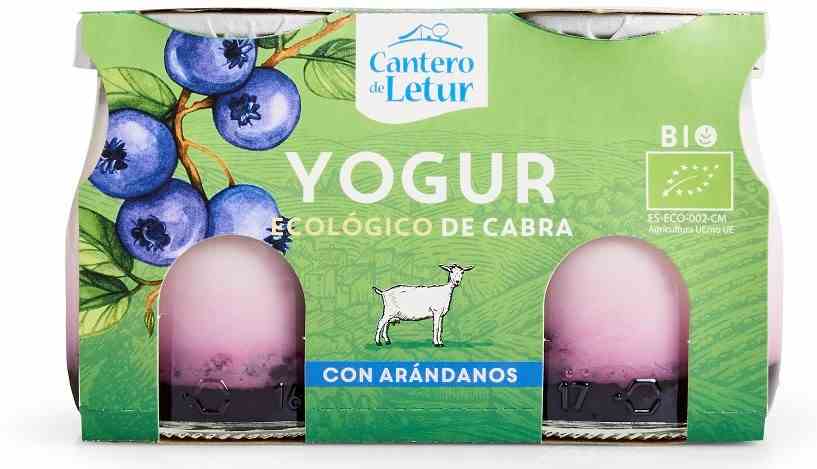 Ziegenjoghurt mit Heidelbeeren von CANTERO DE LETUR, BIO, 2x125 g, cremig und fruchtig in einer Verpackung.