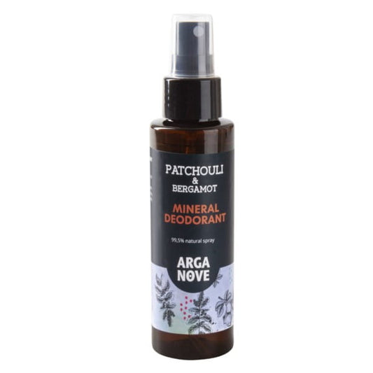 Arganove Deo Mineral Alaun mit Patchouli, 100 ml, MAROKO, Sprayflasche mit aromatischem Duft und mineralischer Wirkung.