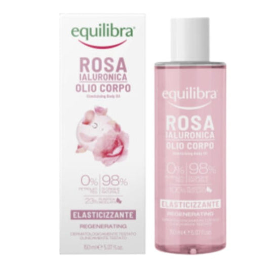 Equilibra Rose Körperöl in 150 ml Flasche, mit natürlichen Rosenextrakten, flüssiges Körperöl für gepflegte Haut.