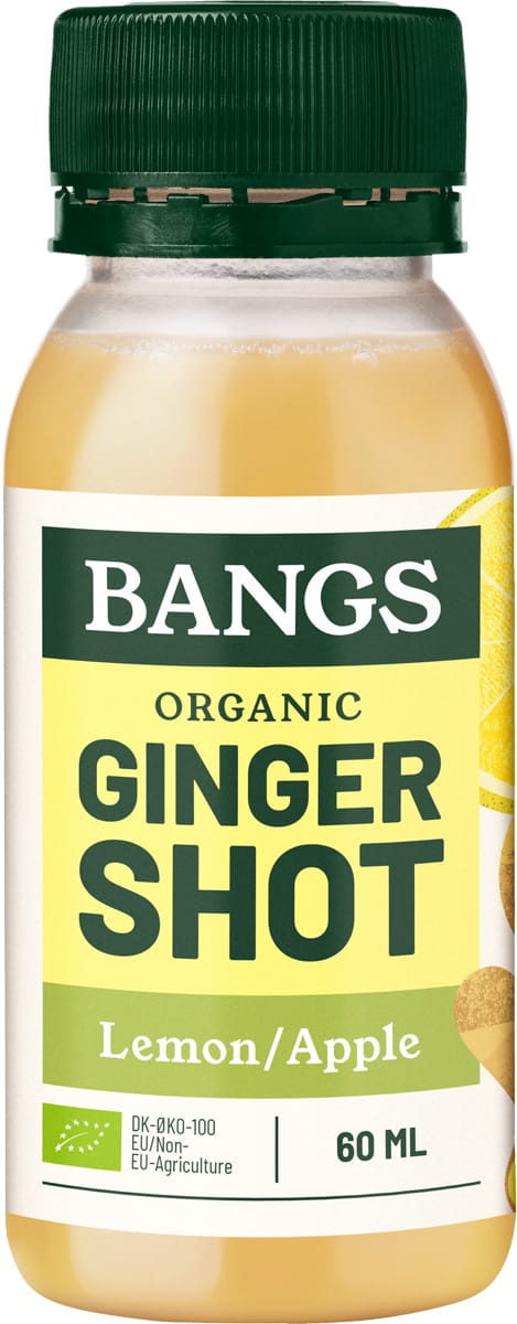 Bio Zitrone und Zitronen-Shot von BANGS mit Apfel, ohne Zucker, 60 ml, frischer Zitronen- und Apfel-Drink in Flasche