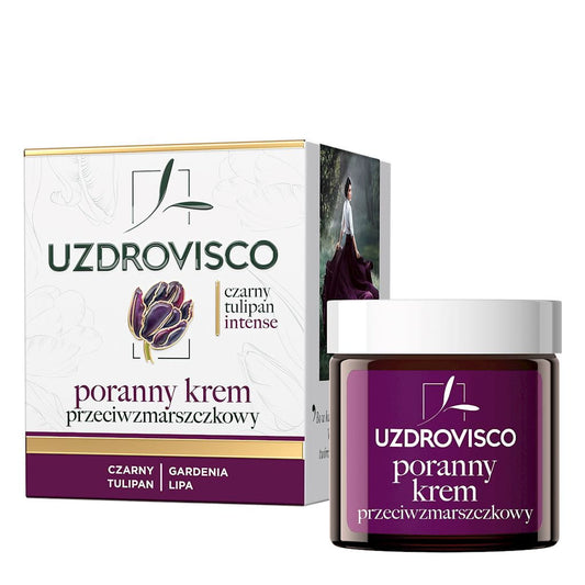 Anti-Aging-Gesichtscreme für den Tag von UZDROVISCO, Black Tulipan Intense, 50 ml, cremige Textur, für reife Haut.
