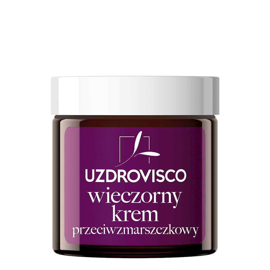 Anti-Falten-Nachtcreme von UZDROVISCO mit schwarzem Tulpenextrakt, 50 ml, für glatte und jugendliche Haut.