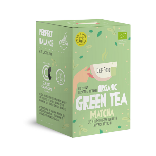 Bio grüner Matcha Tee von DIET FOOD, 20 Beutel à 2 g, frischer grüner Tee in praktischer Verpackung
