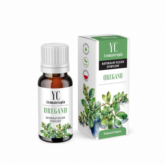 Ätherisches Oregano-Öl von YOUR CANDLE in 10 ml Flasche, Nahaufnahme der Verpackung und Etikett.