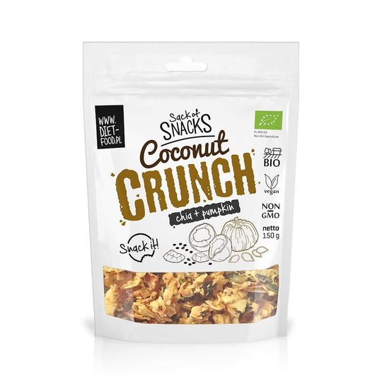 Bio CRUNCHES mit Kokonus, Kicha und Dänemark, 150 g, von DIET FOOD, knusprige Nahrungsmittel in Packung