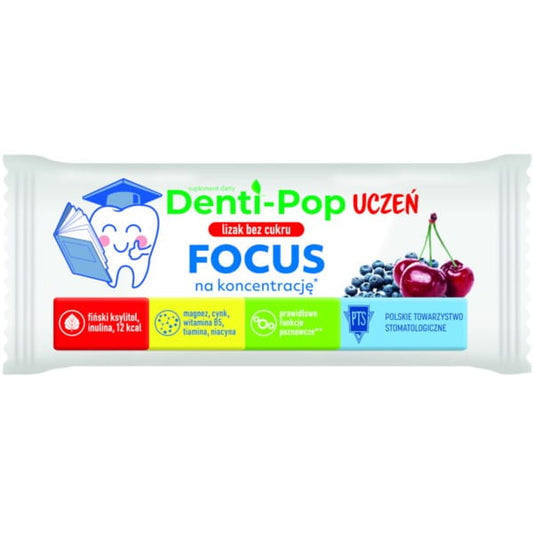 Starpharma Denti-Pop Lutscher für Schüler, zahnfreundliche Süßigkeit, sichtbar in der Verpackung, ideal für Konzentration und Fokus