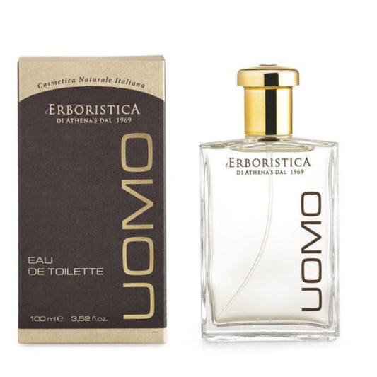 Herren Eau de Toilette Uomo Classic von ATHENA’S, 100 ml Flasche mit elegantem Design, sichtbar im Bild.