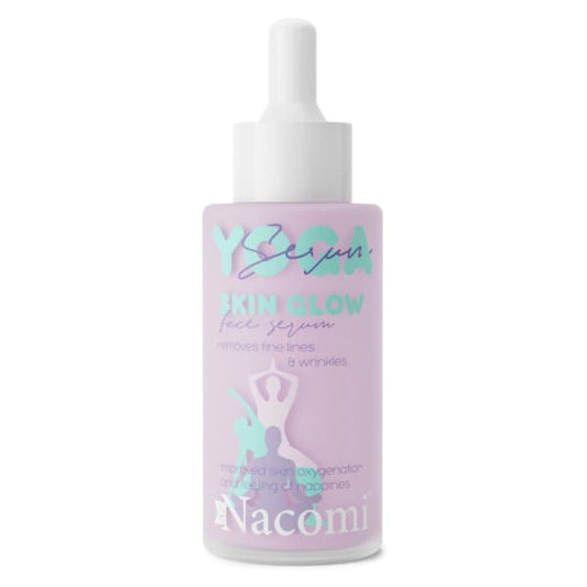 Nacomi YOGA Gesichtsserum in 40 ml Flasche, enthält natürliche Inhaltsstoffe, liegt auf einem weißen Hintergrund.