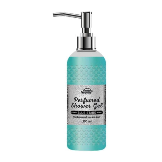 Duschgel von UKRAIŃSKIE KOSMETYKI, parfümiert, 300 ml Flasche mit blauer Verpackung und elegantem Design