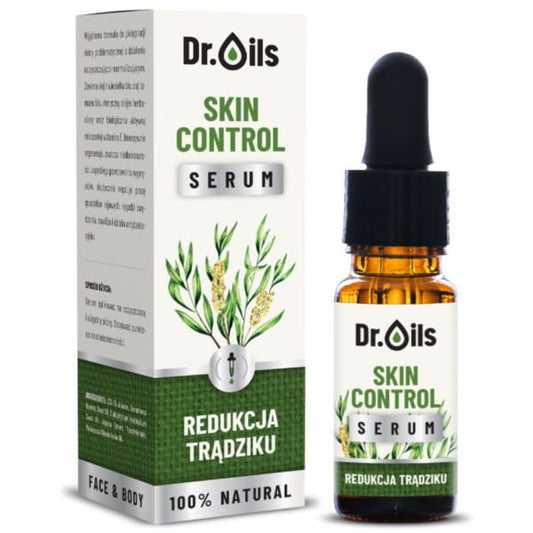 Hautpflege-Serum von Dr. Oils Skin Control in 10 ml Flasche, für nachhaltige Hautkontrolle, mit natürlichen Inhaltsstoffen.