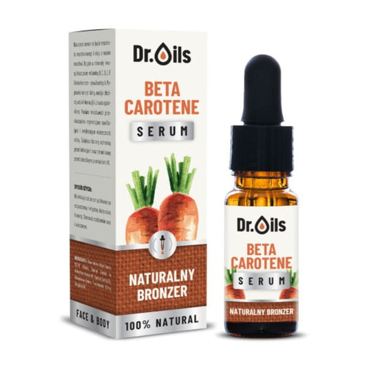 Dr. Oils Beta Karotin Serum in 30 ml Flasche, pflegt die Haut mit natürlichem Karotin, sichtbar in der Flasche.