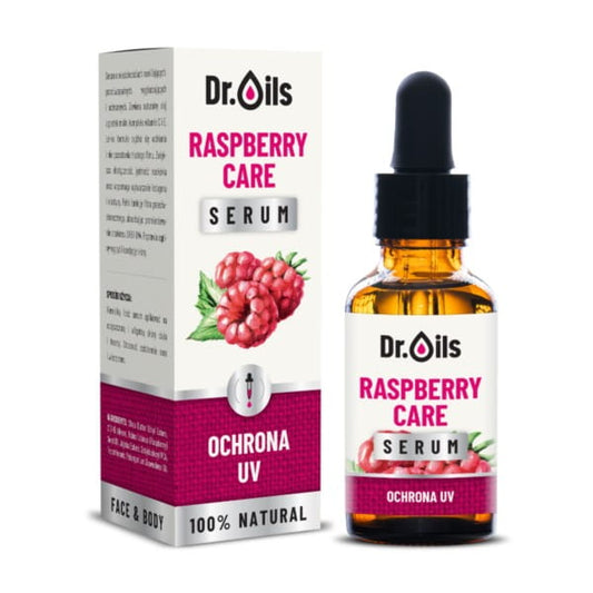 Himbeerpflege Serum von Dr. Oils in einer 30 ml Flasche, natürliche Hautpflege mit Himbeerextrakt, für gesunde Haut.