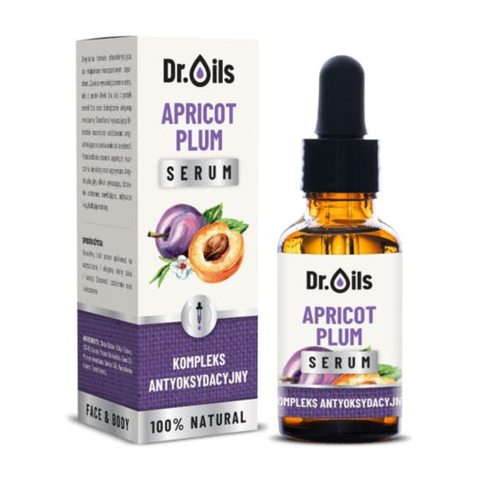 Dr. Oils Aprikose-Pflaume Serum in 10 ml Flasche, feine Hautpflege mit natürlichen Inhaltsstoffen, für gesunde, gepflegte Haut