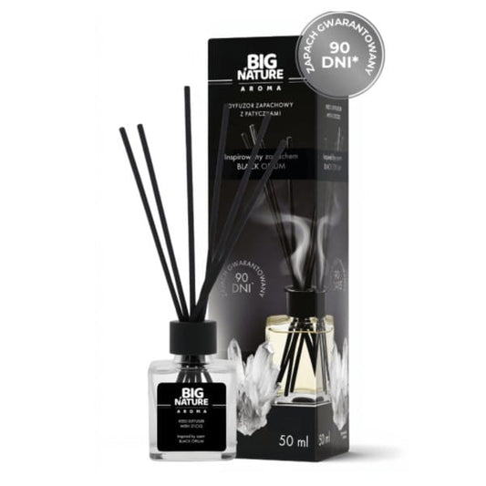 Großer Nature Duft-Diffusor BLACK OPIUM von Biogo.pl, 50 ml, stilvoller schwarzer Diffusor mit Duftöl in eleganter Verpackung