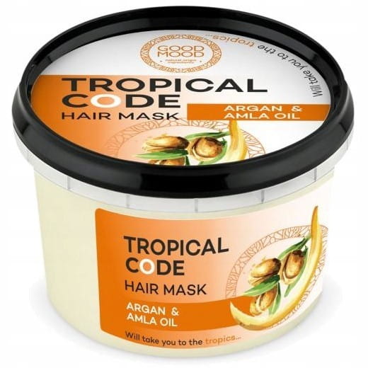 Haarmaske mit Arganöl von Biogo.pl, 250 ml, pflegt und stärkt das Haar, sichtbar in der Bildaufnahme.
