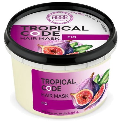 Haarmaske mit Feigen für gute Laune, 250 ml, von Dystrybutor Biogo.pl, zeigt die Verpackung und Textur der Pflegecreme