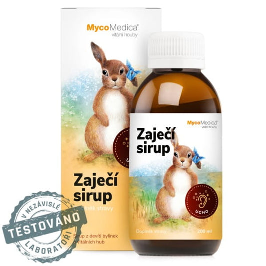 MycoMedica Hasen-Sirup in 200 ml Flasche, natürliche Heilpflanzenmischung, für Kinder geeignet, in Glasflasche mit Etikett