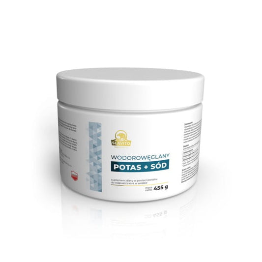 Dystrybutor Biogo.pl Slavito Bikarbonate Kalium + Natrium, 455 g, chemische Pulverpackung mit Kalium und Natrium.