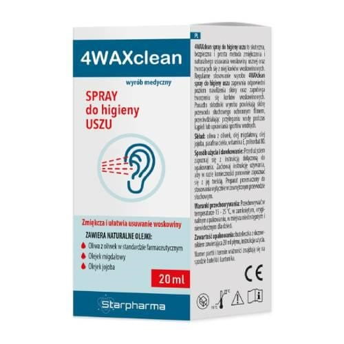 Starpharma 4Waxclean 20 ml, leichtes Ohrreinigungsöl mit Tropfflasche, zur sanften Entfernung von Ohrenschmalz.