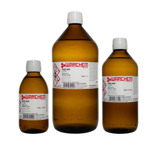 Reine 100ml Anilina von WARCHEM in einer transparenten Flasche, ideal für Farbstoffe und chemische Anwendungen