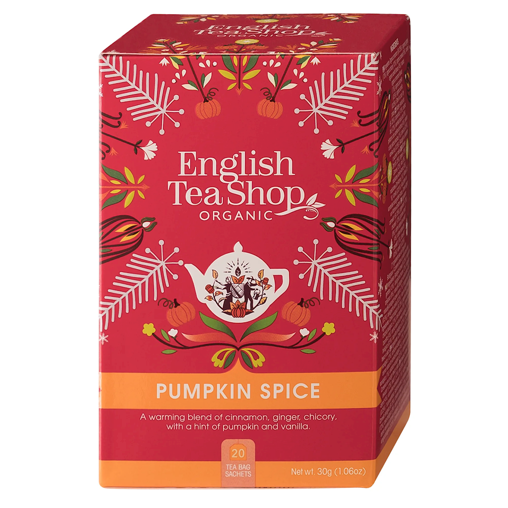 Bio-Herbstlicher Kürbistee mit Gewürzen, englischer Tee Shop, 30 g, aromatischer Tee mit Kürbis und Gewürzen, saisonale Teemischung