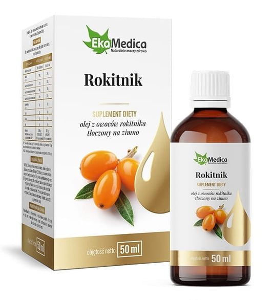 Sanddornöl in 50 ml Flasche von EKAMEDICA, naturbelassenes Öl mit orangefarbiger Flüssigkeit und dunklem Flaschenverschluss.