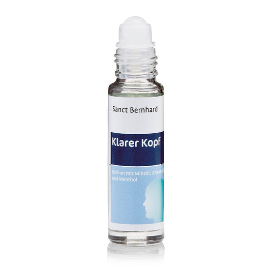 Kräuterhaus Sanct Bernhard Clear Mind Roll-On mit 10 ml Kräuteröl für geistige Klarheit, in einer kleinen Roll-On-Flasche