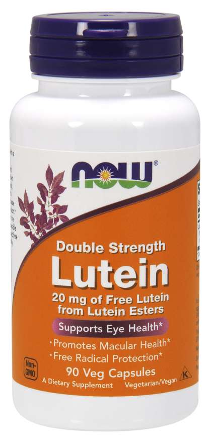 Doppelstarke NOW FOODS Lutein 20 mg in 90 Kapseln, Vitamin Lutein für Augengesundheit, Nahaufnahme der Kapseln