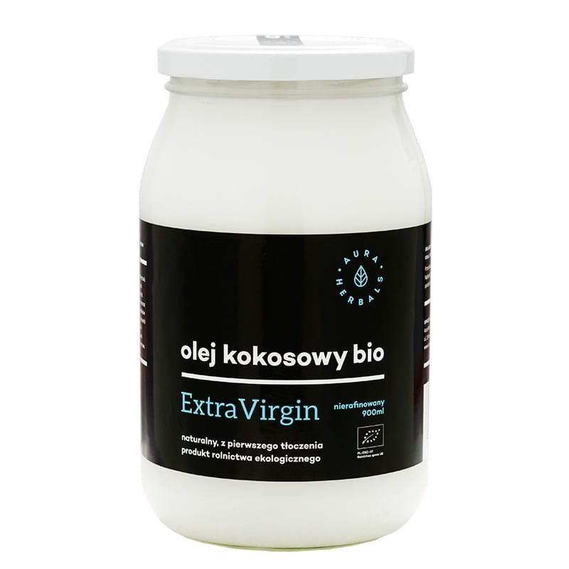 Kokosöl BIO Premium unraffiniert kaltgepresst extra vergine 900ml AURA HERBALS