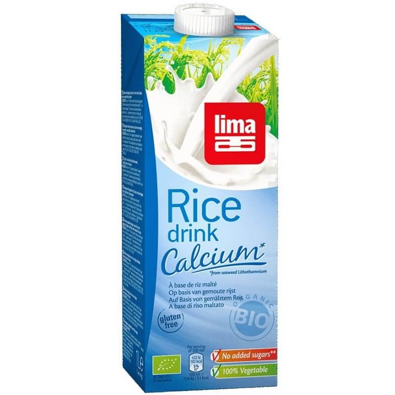 Bio-Reisgetränk mit Calcium aus Meeresalgen, glutenfrei, 1000 ml, von LIMA, cremige Textur, in Flasche.