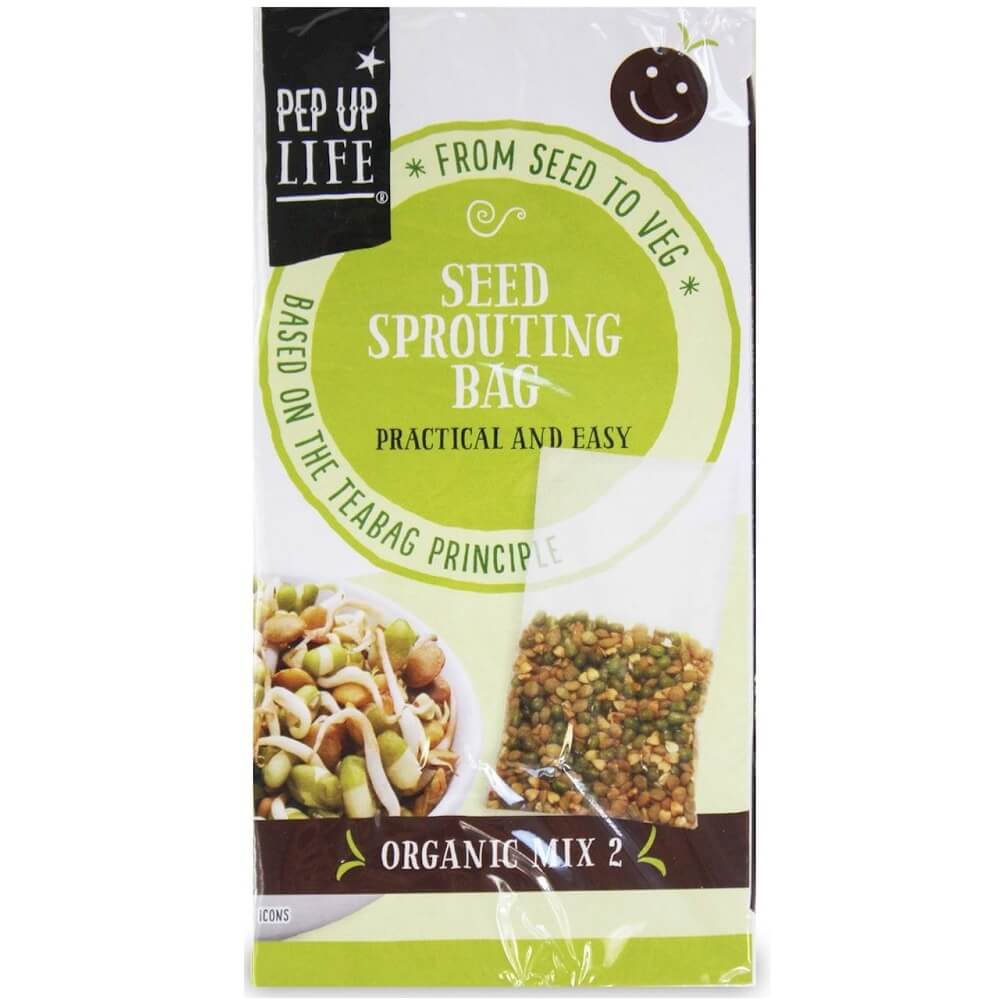 Bio Samenmischung zum Keimen mit Mungobohnen, Linsen, Buchweizen und Senf in 4 x 20 g Packungen, von PEP UP LIFE