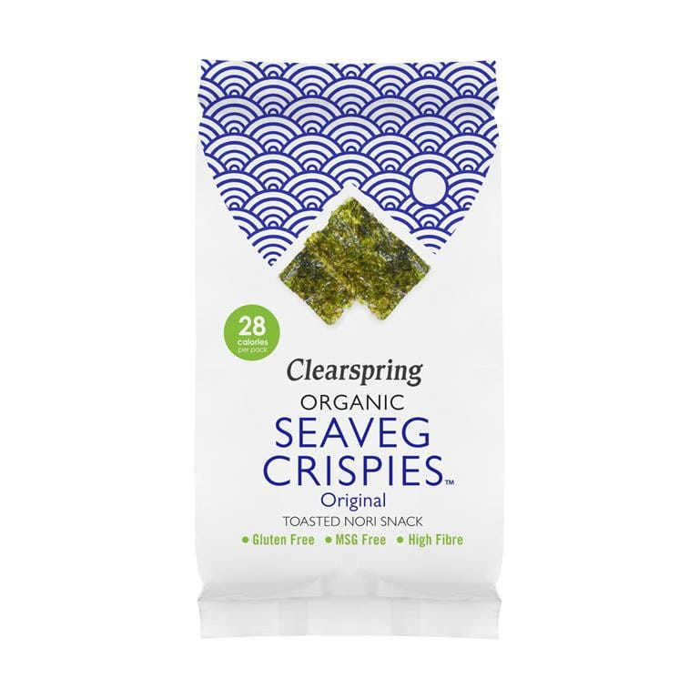 Natürliches Meeresalgenchips von CLEARSPRING, glutenfreies BIO-Meeresgemüse, 5 g, knusprige Meeresalgenchips in Verpackung