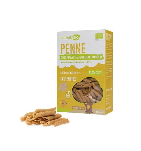 Kichererbsen-Penne mit goldenem Lein glutenfrei roh BIO 250 g PETRAS BIO