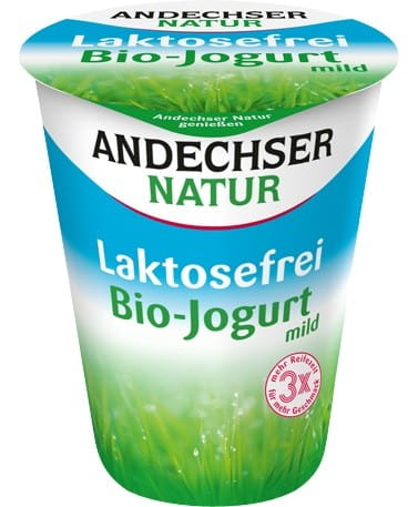 Laktosefreier Bio Naturjoghurt von ANDECHSER NATUR in 400 g Packung, cremige Konsistenz, ideal für gesunde Ernährung.