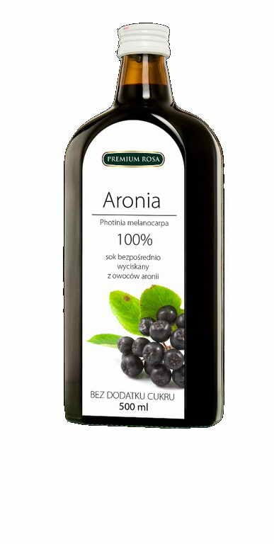 Bio Aroniensaft in 500 ml Flasche von PREMIUM ROSA, dunkle Beeren und naturreichem Saft sichtbar