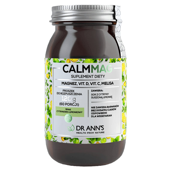 Magnesium, Vitamin D, Vitamin C und Melisse in Pulverform von DR ANN'S, 120 g, für Nahrungsergänzung.