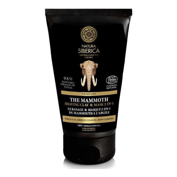 Rasiermaske 2in1 eco von NATURA SIBERICA, 150 ml, cremige Textur, für gepflegte Haut, auf der Verpackung sichtbar