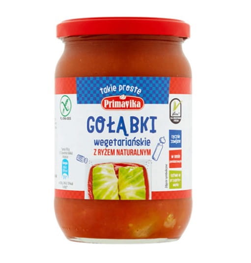 Vegetarische Kohlrouladen mit Naturreis, glutenfrei, PRIMAVIKA, auf einem Teller serviert, frische Kohlblätter und Reisfüllung sichtbar