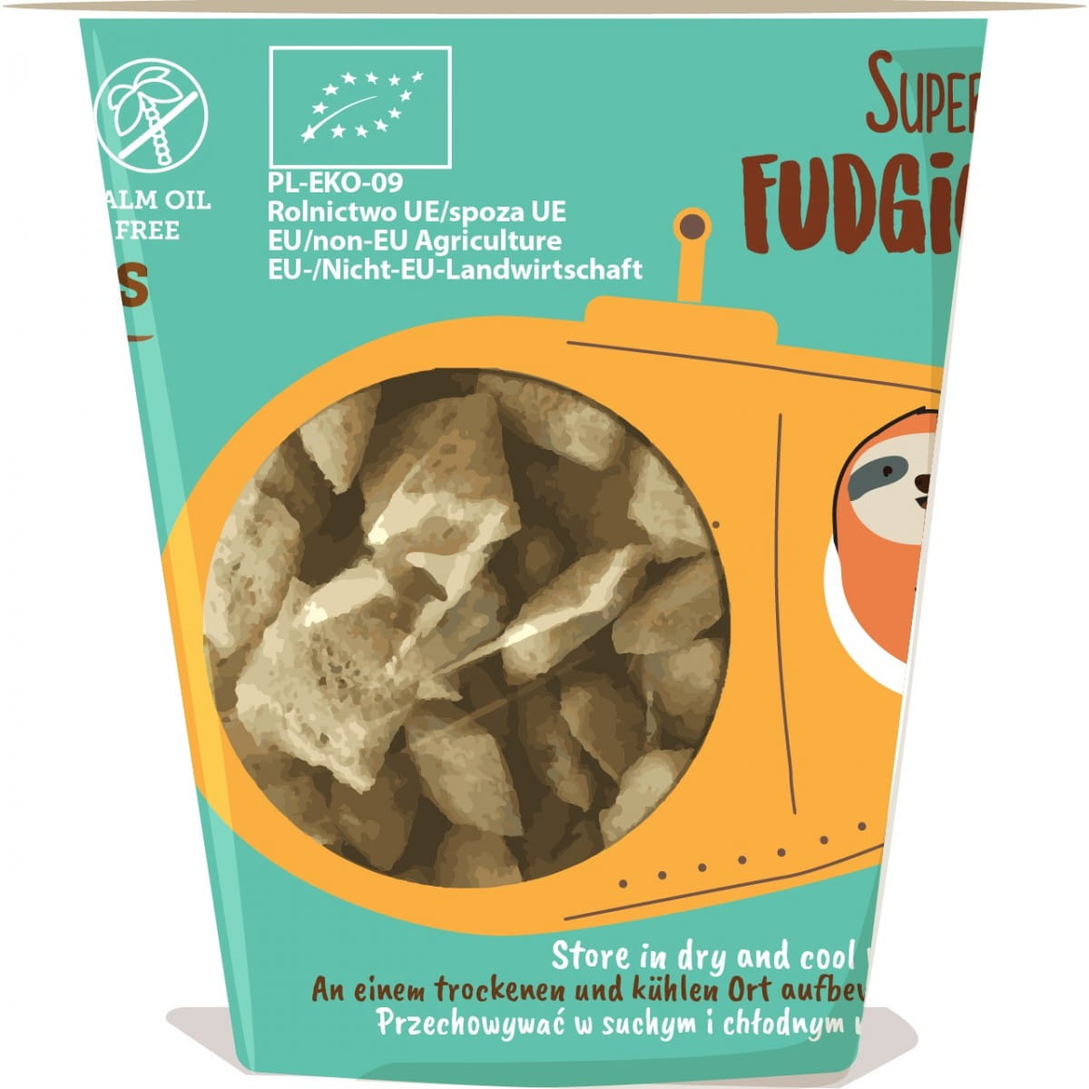Müslikissen mit Erdnusscreme BIO von MEGUSTO, 50g, leckeres Frühstücks- oder Snackprodukt, close-up der Kissen mit Erdnusscreme