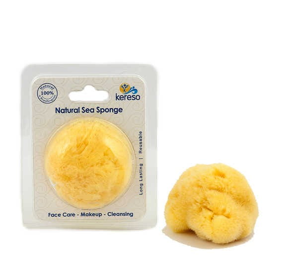 Natürlicher Meeresschwamm von KERESO zum Auftragen von Make-up und Reinigen des Gesichts, mittlere Größe, weiche Oberfläche