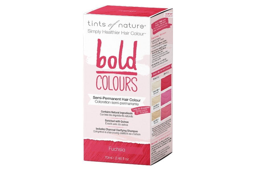 Semi-permanente Haarfarbe in kräftigem Fuchsia von TINTS OF NATURE, lebendige Haarfarbe in einem stylischen Flakon.