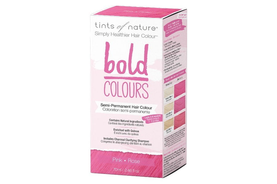 Semi-permanente Haarfarbe in kräftigem Rosa von TINTS OF NATURE, cremige Textur, farbintensiv und glänzend.