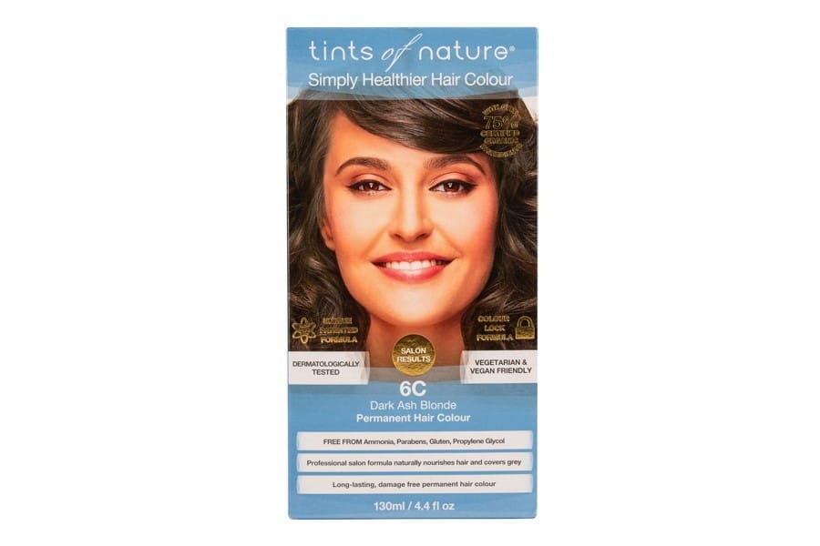 Natürliche Haarfarbe 6c Dunkelaschblond von TINTS OF NATURE, cremige Textur, perfekt für helles bis dunkles Blond.
