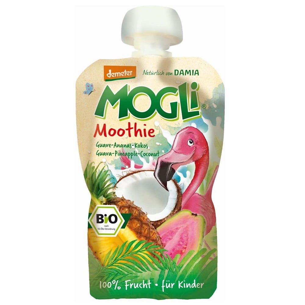 Bio-Moothie mit Guave, Ananas und Kokosnuss, 100 g, MOGLI, fruchtiges Püree ohne Zuckerzusatz, natürliche Fruchtvielfalt