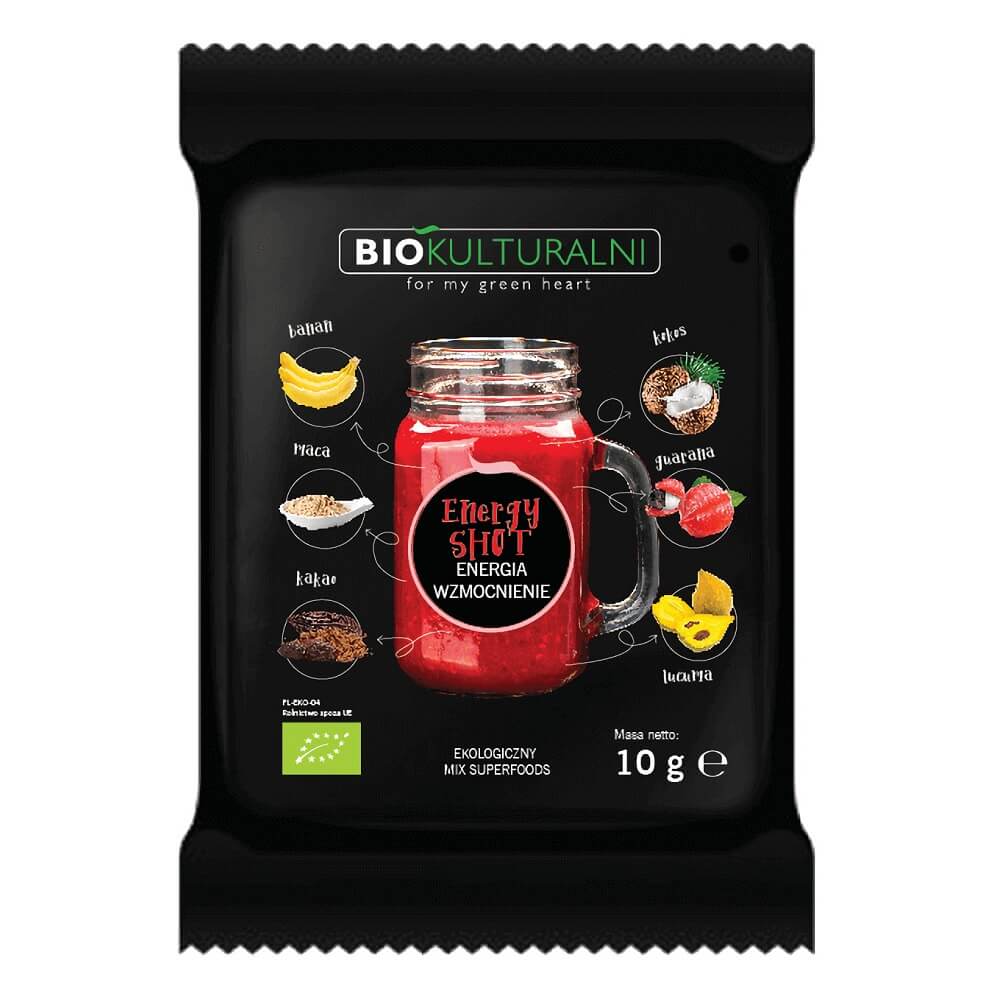 Bio Superfoods Energy Shot Mischung von BIOKULTURALNI in 10 g, natürliche Superfood-Quelle für Energie und Vitalität.