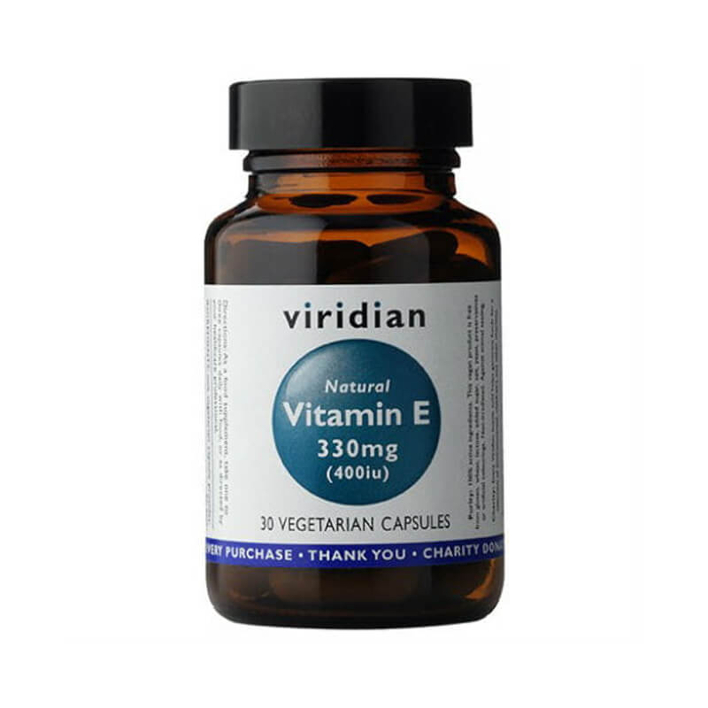 Natürliche Vitamin E Kapseln von VIRIDIAN, 30 Stück, 400 IE, 330 mg Vitamin E in praktischer Verpackung